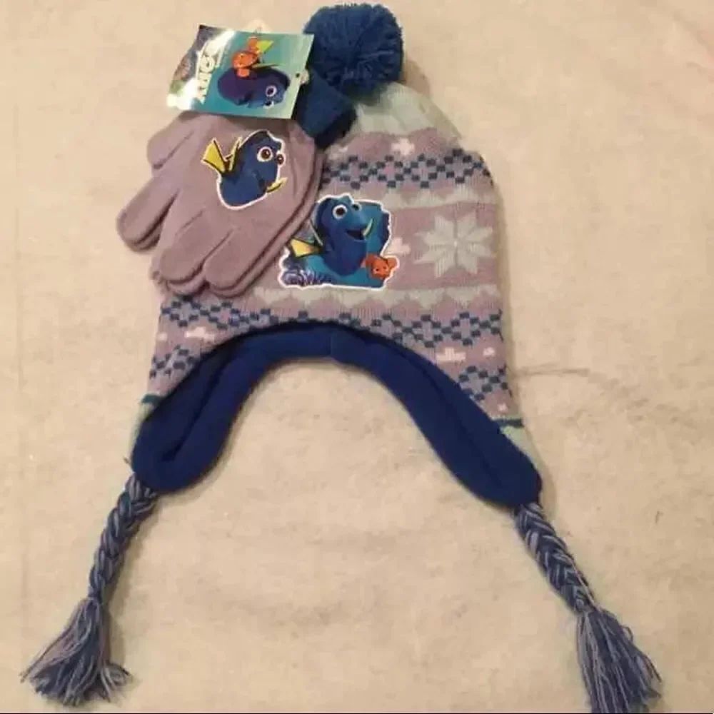 Disney Nemo Fairisle PomPom Earflap Hat & Gloves